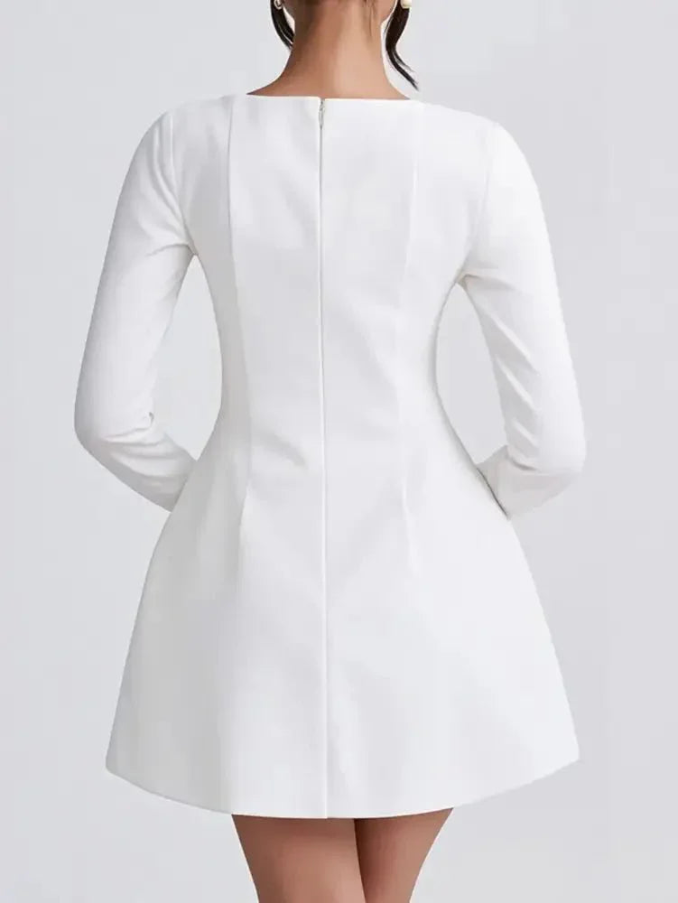 Square Neck Long Sleeve Mini Dress - Update AvenueCasual DressesTrendsi100100177402097100100177402097Square Neck Long Sleeve Mini DressWhite