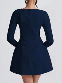 Square Neck Long Sleeve Mini Dress - Update AvenueCasual DressesTrendsi100100177404812100100177404812Square Neck Long Sleeve Mini DressDark Blue