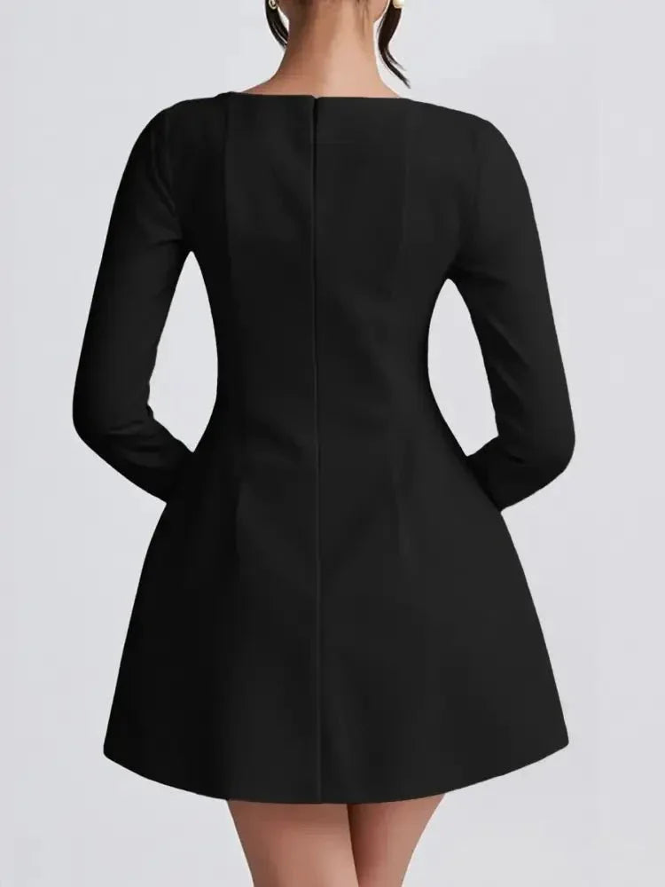 Square Neck Long Sleeve Mini Dress - Update AvenueCasual DressesTrendsi100100177406995100100177406995Square Neck Long Sleeve Mini DressBlack