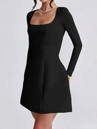 Square Neck Long Sleeve Mini Dress - Update AvenueCasual DressesTrendsi100100177406995100100177406995Square Neck Long Sleeve Mini DressBlack