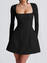 Square Neck Long Sleeve Mini Dress - Update AvenueCasual DressesTrendsi100100177406995100100177406995Square Neck Long Sleeve Mini DressBlack