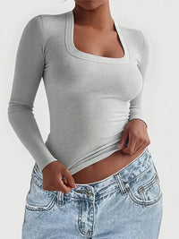 Square Neck Long Sleeve T-Shirt - Update AvenueT-ShirtsTrendsi10010045000269610010045000269605e5e26c70194e10bce360e5619081c2 - Max - OriginWhite Flower Ash