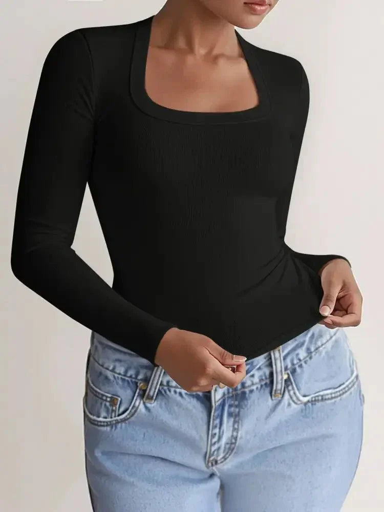 Square Neck Long Sleeve T-Shirt - Update AvenueT-ShirtsTrendsi100100450004602100100450004602337781fde9ba4914ba47824017f800fa - Max - OriginBlack