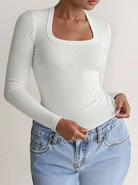 Square Neck Long Sleeve T-Shirt - Update AvenueT-ShirtsTrendsi10010045000504910010045000504949d41cc61d1c41edbff147cdf61d5291 - Max - OriginWhite