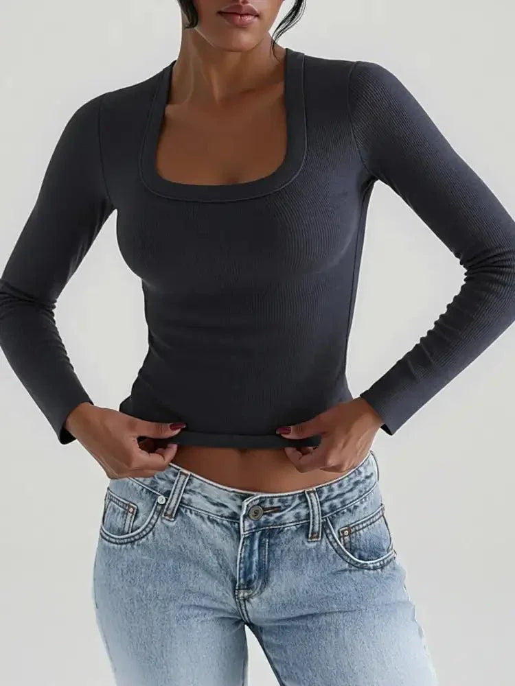Square Neck Long Sleeve T-Shirt - Update AvenueT-ShirtsTrendsi10010045000925610010045000925673538d82c0924cafb222973d86f38b0e - Max - OriginDark Gray