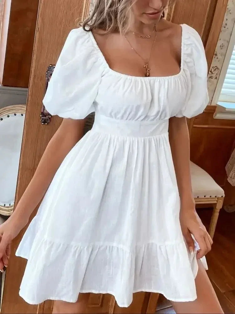 Square Neck Puff Sleeve Mini Dress - Update AvenueTrendsi1001000273915801001000273915800bee3b3f314a442ebf9a35b858016d26 - Max - OriginWhite