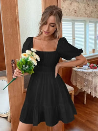 Square Neck Puff Sleeve Mini Dress - Update AvenueTrendsi100100027398055100100027398055200175b1cc564ee391caf413f050ff71 - Max - OriginBlack