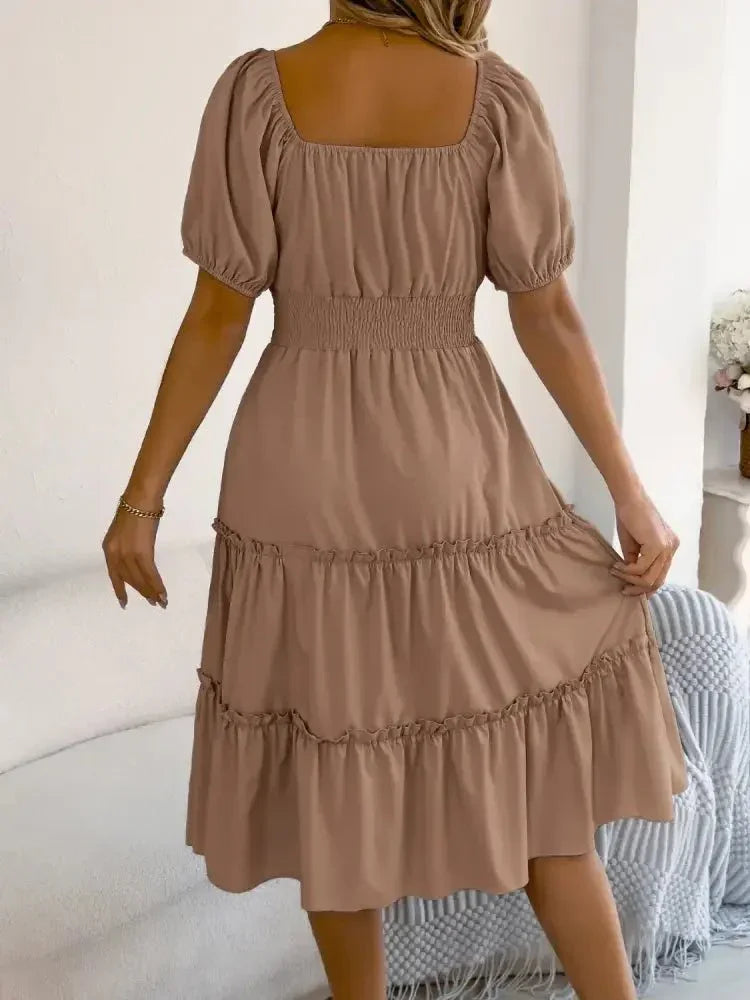 Square Neck Short Puff Sleeve Dress - Update AvenueEffortless Elegance: DressesTrendsi100100261751425100100261751425ac5826df - dcb5 - 46cb - 8388 - e271b25254a1 - Max - OriginCamel