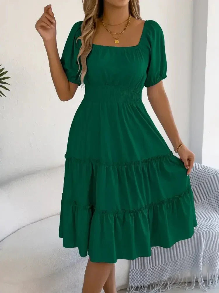 Square Neck Short Puff Sleeve Dress - Update AvenueEffortless Elegance: DressesTrendsi1001002617553891001002617553898fdfcdf7 - 6e5b - 4b4f - 83f2 - a9af6ca2842c - Max - OriginDark Green
