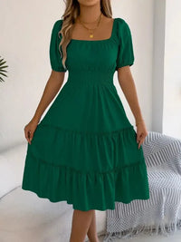 Square Neck Short Puff Sleeve Dress - Update AvenueEffortless Elegance: DressesTrendsi10010026175538910010026175538991826aa6 - 5b7f - 4931 - 8cd5 - a664cc7425a6 - Max - OriginDark Green