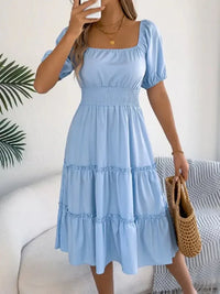 Square Neck Short Puff Sleeve Dress - Update AvenueEffortless Elegance: DressesTrendsi1001002617590311001002617590310694ce5b - e82b - 404f - ab0b - 1a41b3071c2a - Max - OriginSky Blue