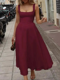 Square Neck Sleeveless Midi Dress - Update AvenueCasual DressesTrendsi100100755770532100100755770532Square Neck Sleeveless Midi DressBurgundy