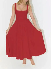 Square Neck Sleeveless Midi Dress - Update AvenueCasual DressesTrendsi100100755773162100100755773162Square Neck Sleeveless Midi DressRed