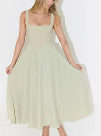 Square Neck Sleeveless Midi Dress - Update AvenueCasual DressesTrendsi100100755773533100100755773533Square Neck Sleeveless Midi DressLight Green