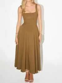 Square Neck Sleeveless Midi Dress - Update AvenueCasual DressesTrendsi100100755774977100100755774977Square Neck Sleeveless Midi DressCamel