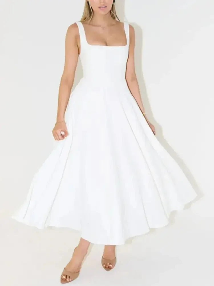 Square Neck Sleeveless Midi Dress - Update AvenueCasual DressesTrendsi100100755778668100100755778668Square Neck Sleeveless Midi DressWhite