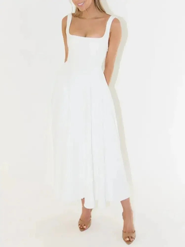 Square Neck Sleeveless Midi Dress - Update AvenueCasual DressesTrendsi100100755778668100100755778668Square Neck Sleeveless Midi DressWhite