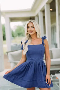 Square Neck Tie Shoulder Denim Dress - Update AvenueDenim Dresses & SkirtsTrendsi1001009859554691001009859554693b208721 - 6fdf - 41dd - a139 - 9a3f560acfe3 - MaxDark Blue