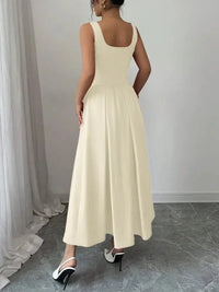 Square Neck Wide Strap Midi Dress - Update AvenueCasual DressesTrendsi100100949464513100100949464513Square Neck Wide Strap Midi DressIvory