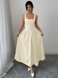 Square Neck Wide Strap Midi Dress - Update AvenueCasual DressesTrendsi100100949464513100100949464513Square Neck Wide Strap Midi DressIvory