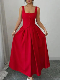 Square Neck Wide Strap Midi Dress - Update AvenueCasual DressesTrendsi100100949468003100100949468003Square Neck Wide Strap Midi DressDeep Red