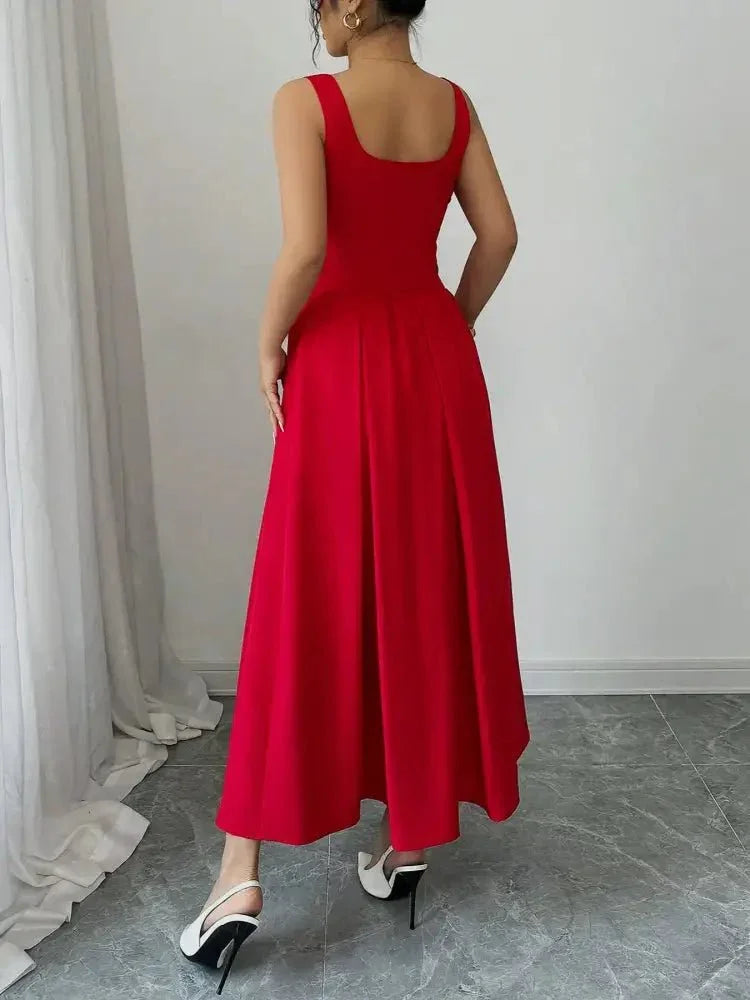 Square Neck Wide Strap Midi Dress - Update AvenueCasual DressesTrendsi100100949468003100100949468003Square Neck Wide Strap Midi DressDeep Red