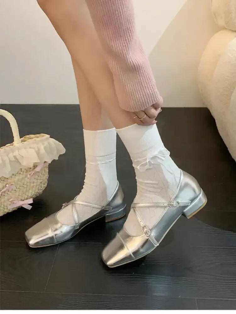Square Toe Block Heels Mary Jane Shoes