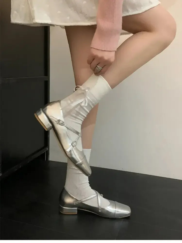 Square Toe Block Heels Mary Jane Shoes