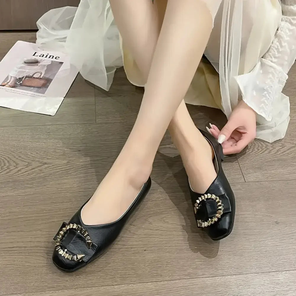 Square Toe Flat Slip-Ons