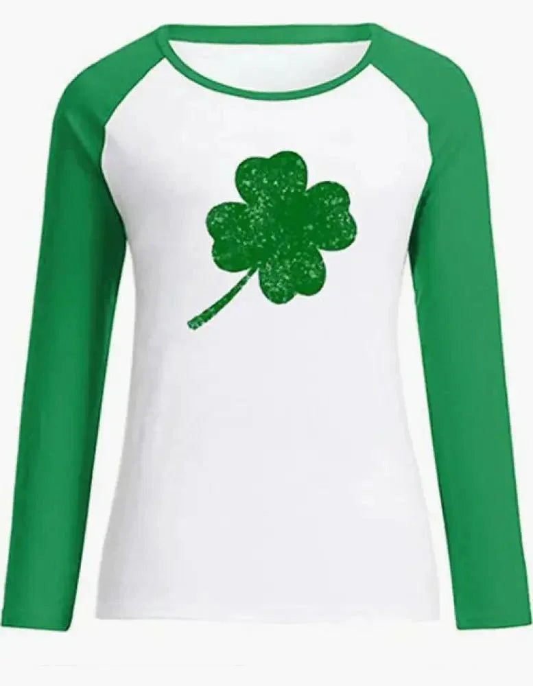 St. Patrick's Day long - sleeved clover raglan women's clothing European size Irish green foreign trade jacket spot wholesale - Update AvenueUpdate Avenues216754817347011St. Patrick's Day long - sleeved clover raglan women's clothing European size Irish green foreign trade jacket spot wholesale - Update AvenuesXL