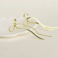 Stainless Steel Bow Bar Earrings