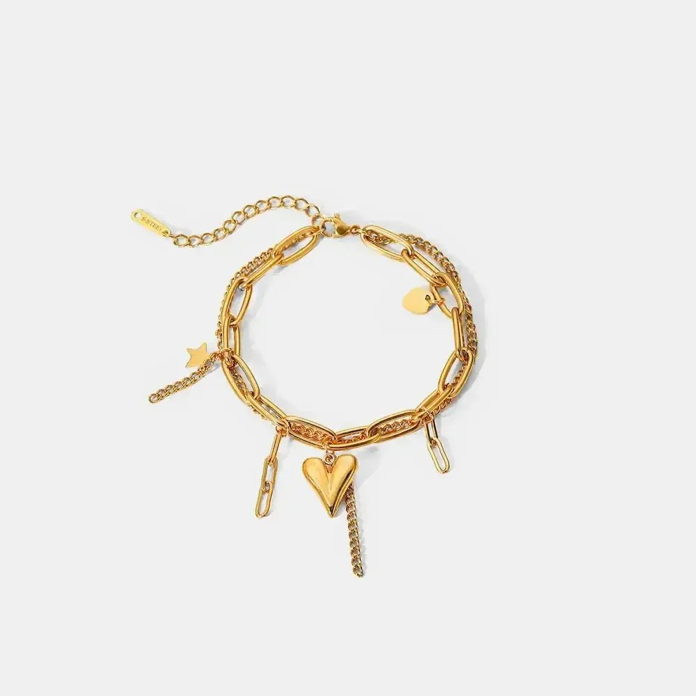 Stainless Steel Double Layered Charm Bracelet - Update AvenueBraceletsTrendsi100500335931129100500335931129Stainless Steel Double Layered Charm BraceletGold