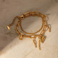 Stainless Steel Double Layered Charm Bracelet - Update AvenueBraceletsTrendsi100500335931129100500335931129Stainless Steel Double Layered Charm BraceletGold