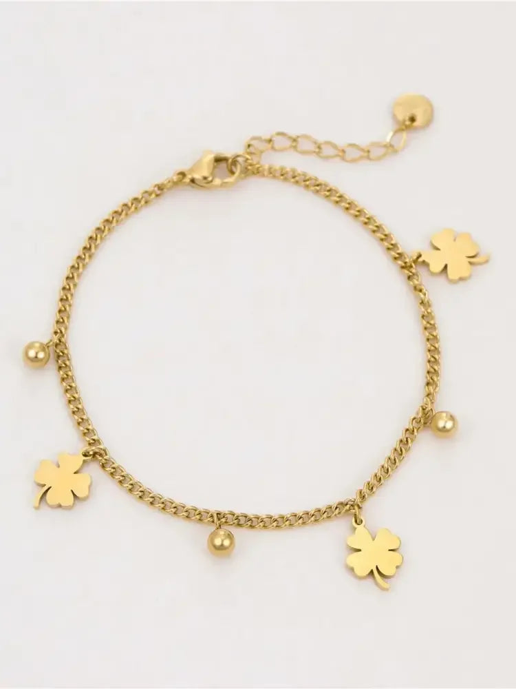 Stainless Steel Four Leaf Clover Bracelet
