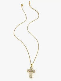 Stainless Steel Inlaid Zircon Cross Necklace