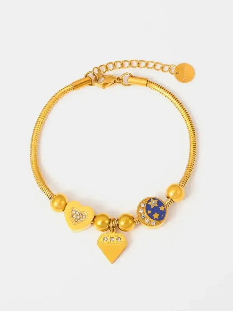 Stainless Steel Rhinestone Charm Bracelet - Update AvenueBraceletsTrendsi100500473371579100500473371579Stainless Steel Rhinestone Charm BraceletGold