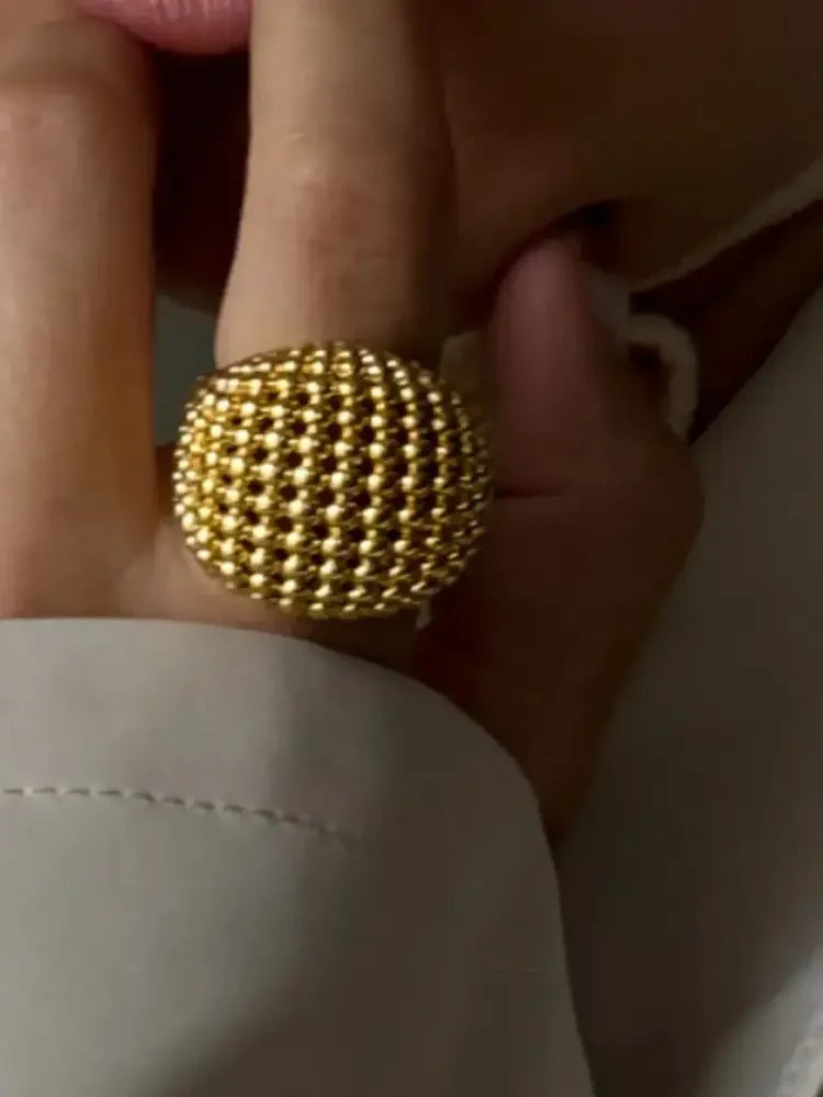Stainless Steel Textured Dome Ring