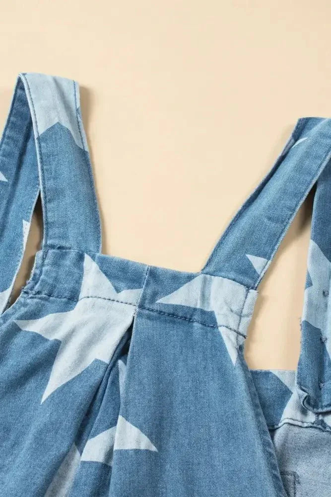 Star Print Buttoned Strap Wide Leg Denim Overalls - Update AvenueHonor the Stars and StripesTrendsi1001001605478331001001605478333c651f0dd0cc4811b191180f31c81a27 - MaxMedium