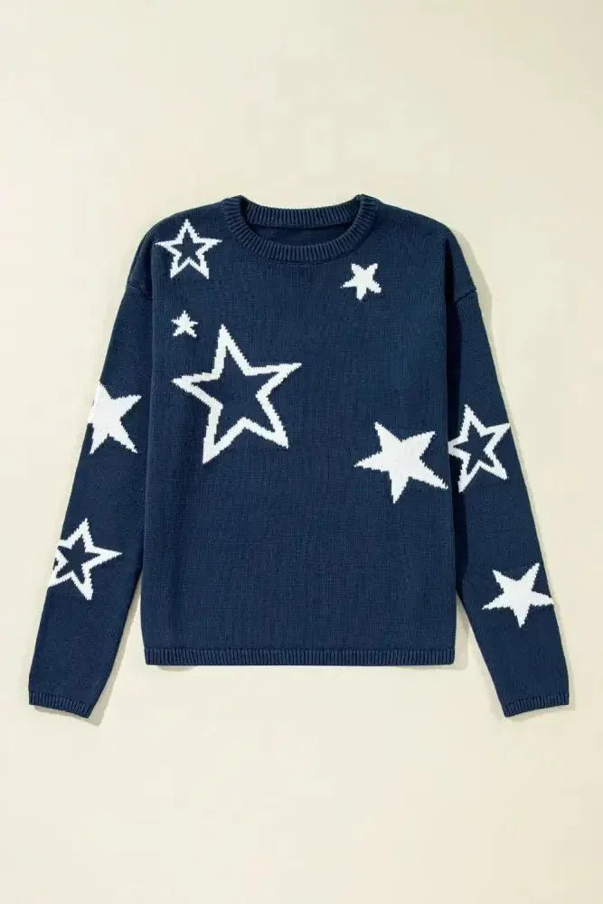 Star Round Neck Long Sleeve Sweater - Update AvenueHonor the Stars and StripesTrendsi1001009370610641001009370610647f2ac11e - 3da0 - 41c1 - 8bfb - 09157c6c0584 - MaxDark Navy