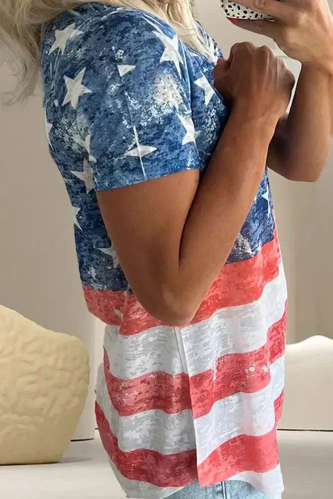 Star & Stripes V - Neck Short Sleeve T-Shirt - Update AvenueHonor the Stars and StripesTrendsi100100888401629100100888401629eeb2a551 - 5d8c - 4b19 - 9d19 - 9cda146a2a2e - MaxDusty Blue