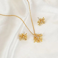 Starburst Gold-Plated Earrings and Necklace Set