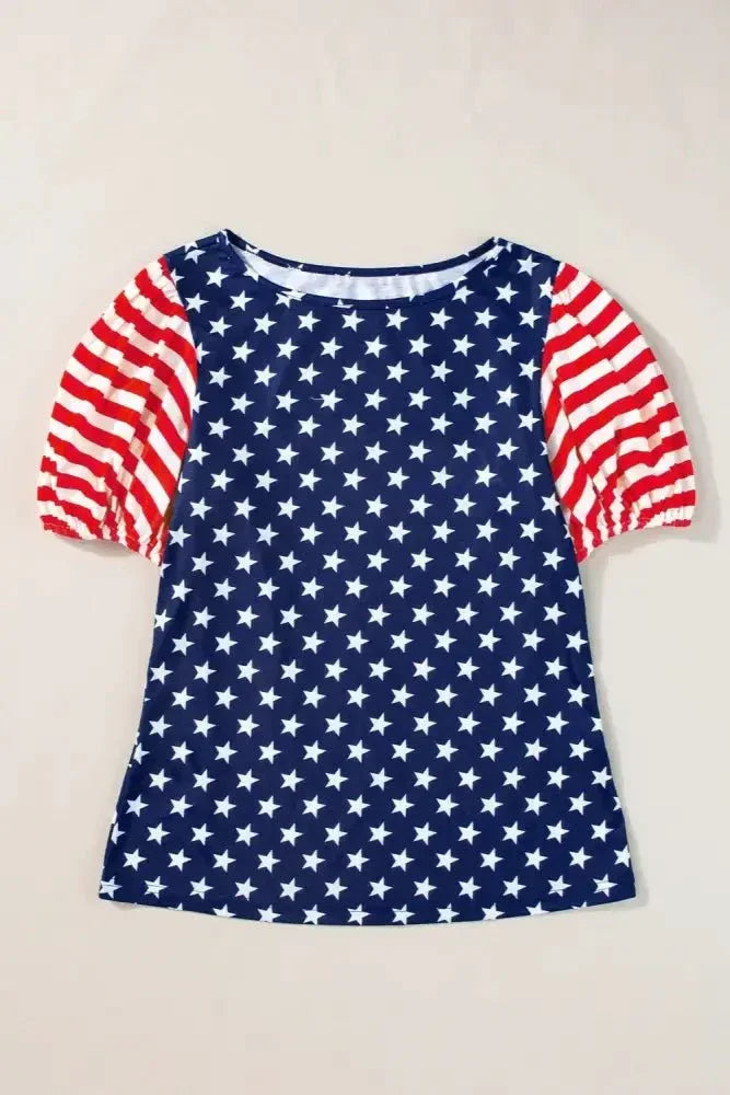 Stars and Stripes Round Neck Short Sleeve Top - Update AvenueHonor the Stars and StripesTrendsi100100845741968100100845741968f53975ba - 9825 - 4ece - 83ac - 8ca3480bb829 - MaxNavy