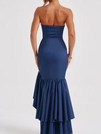 Strapless Ruffle High-Low Bodycon Dress