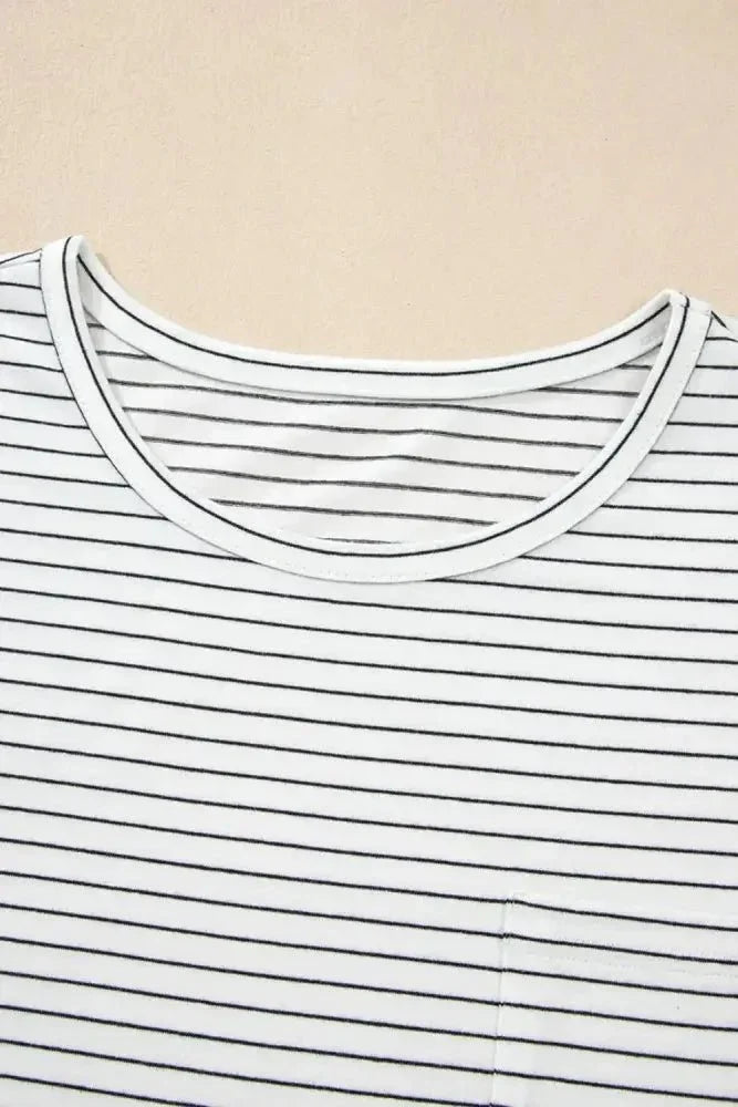 Stripe Cap Sleeve Crew Neck Casual Tee with Chest Pocket - Update AvenueT-ShirtsTrendsi100100250684613100100250684613888764f0 - 90ab - 451e - b218 - e890a99deabc - Max - OriginWhite