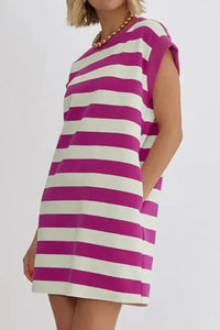 Stripe Cap Sleeve Pocketed Shift Tee Dress - Update AvenueEffortless Elegance: DressesTrendsi100100799030947100100799030947b1372090 - 834c - 4bd1 - 81e4 - 2eb4a2bb33fb - Max - OriginRed - Violet