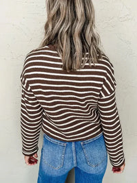 Stripe Cropped Crew Neck Long Sleeve T Shirt - Update AvenueT-ShirtsTrendsi10010014934254510010014934254596e3c297 - 06a0 - 448e - a07c - c9f50c2d6baa - Max - OriginBrown Stripe