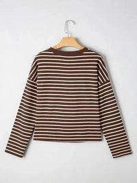 Stripe Cropped Crew Neck Long Sleeve T Shirt - Update AvenueT-ShirtsTrendsi1001001493425451001001493425456453c6f729524421aa6bb08dbe6581ed - Max - OriginBrown Stripe