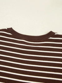 Stripe Cropped Crew Neck Long Sleeve T Shirt - Update AvenueT-ShirtsTrendsi100100149342545100100149342545fbe97f8fdbf64a20815a759cadbd8e18 - Max - OriginBrown Stripe