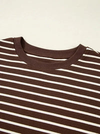 Stripe Cropped Crew Neck Long Sleeve T Shirt - Update AvenueT-ShirtsTrendsi1001001493425451001001493425458cd834129cef488a8f1e758dfe7526a4 - Max - OriginBrown Stripe