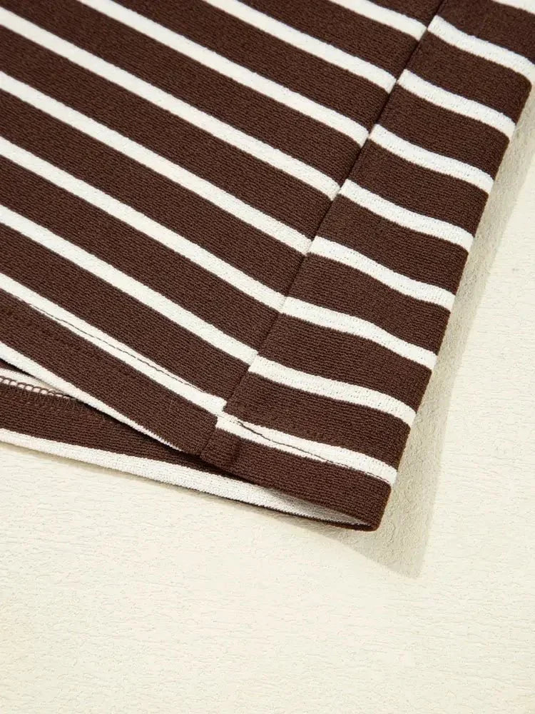 Stripe Cropped Crew Neck Long Sleeve T Shirt - Update AvenueT-ShirtsTrendsi100100149342545100100149342545d933a2d62e9249c0a614d762d0fc0650 - Max - OriginBrown Stripe
